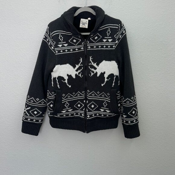 Cotton & Rye Outfitters Elk Sherpa Lined Full Zip Sweater Mens size Medium - Picture 1 of 7